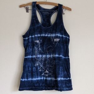 Dark Blue White Skull Rose Racerback Tank 💀💙🤍🌹